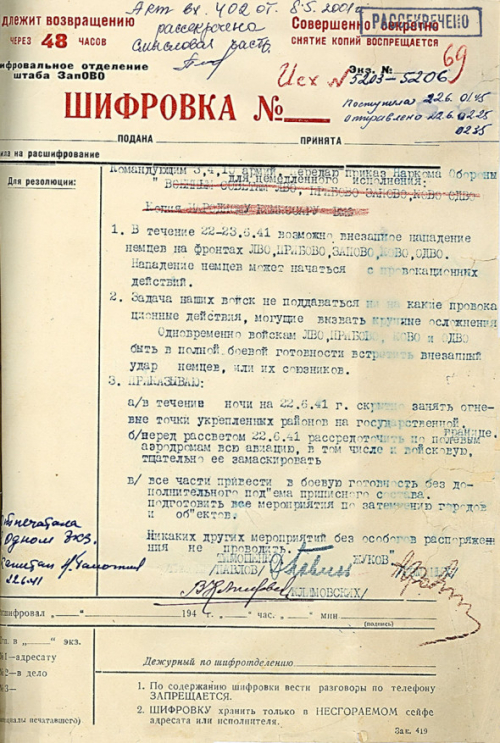 Послезавтра началась война. Директива №1 от 21 июня 1941 года